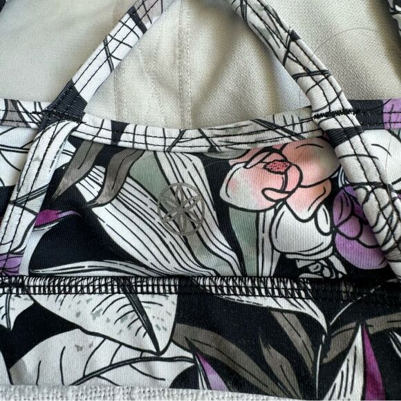 GAIAM Athletic Yoga Top Black Floral Animal Print Sports Bra SZ S - Picture 6 of 8